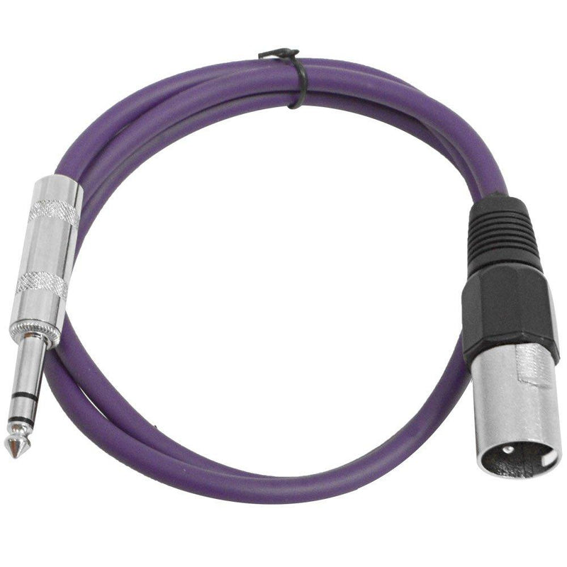 [AUSTRALIA] - Seismic Audio - SATRXL-M2 - Purple 2' XLR Male to 1/4" TRS Patch Cable 