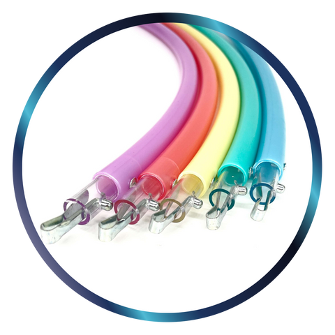 5 section pastel hula hoop in a rainbow of colours. best travel hoops
