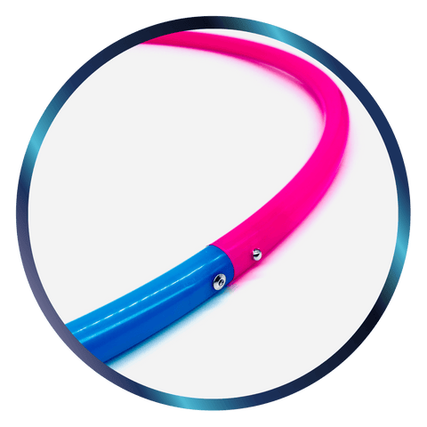 2 piece breakdown travel hoops in uv pink and bio blue gloss