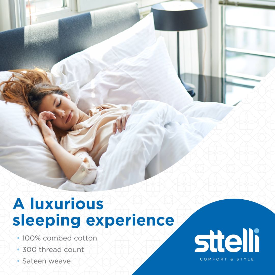 Sttelli Siesta Bed Sheet Set, 100% Cotton with a Sateen Weave, 300 Thread Count, Includes 1 Fitted Sheet, 1 Flat Sheet, and 2 Pillowcases - Linen - Twin XL
