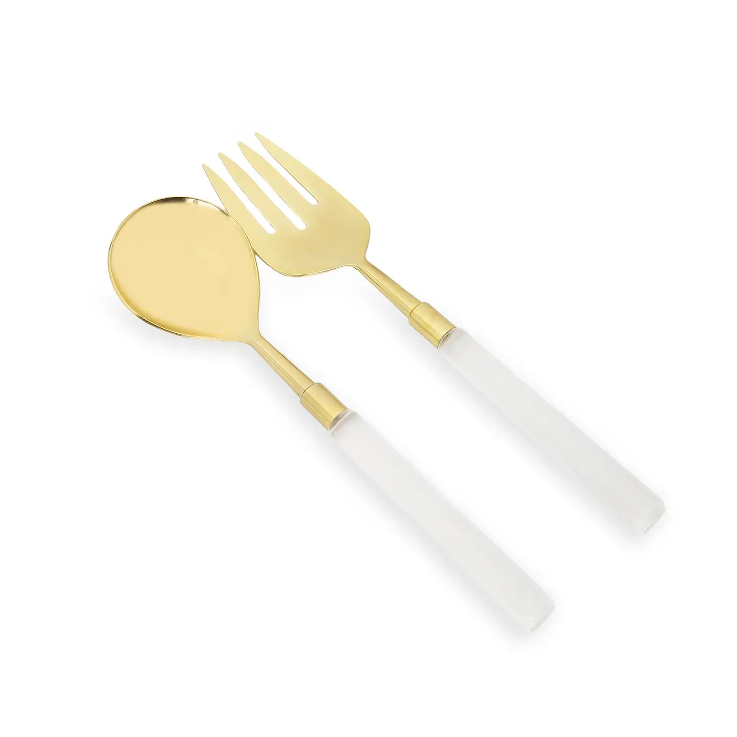 Set of 2 Gold Salad Servers with Acrylic Handles