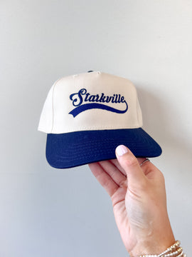 Starkville Swoosh Vintage Hat- Navy/Cream