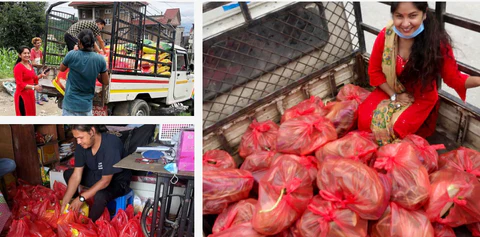 Trucks loaded with donations