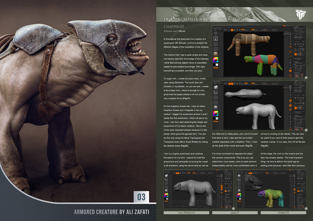 design & create quadruped beasts in zbrush