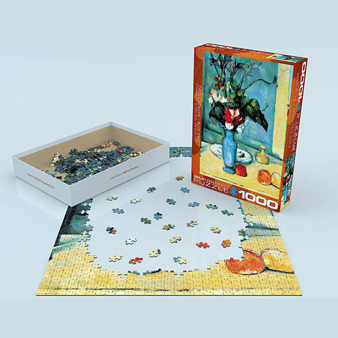 Challenge your mind and elevate your wall art collection with Eurographics' difficult 1000-piece Paul Cezanne Blue Vase jigsaw puzzle.