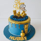 Blue and Gold Drip Cake - Kukkr Cakes