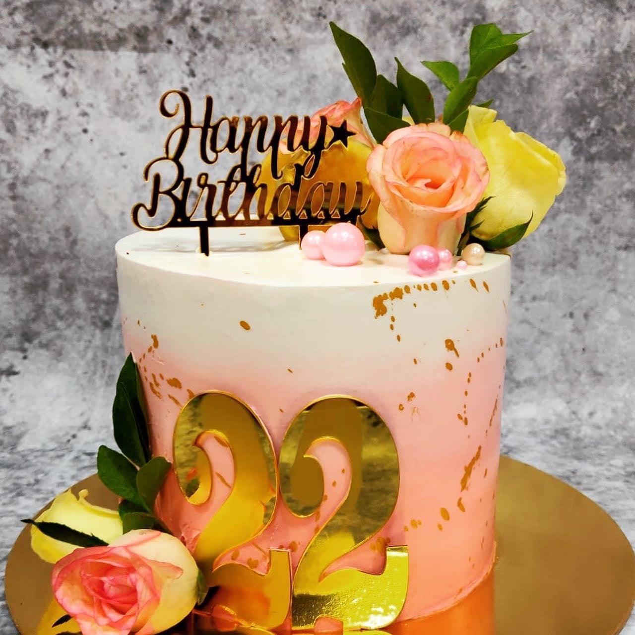 Blush Floral Cake | Best Birthday Cake for Wife- Kukkr Cakes