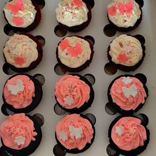 Pink and White Butterfly cupcakes - Kukkr Cakes