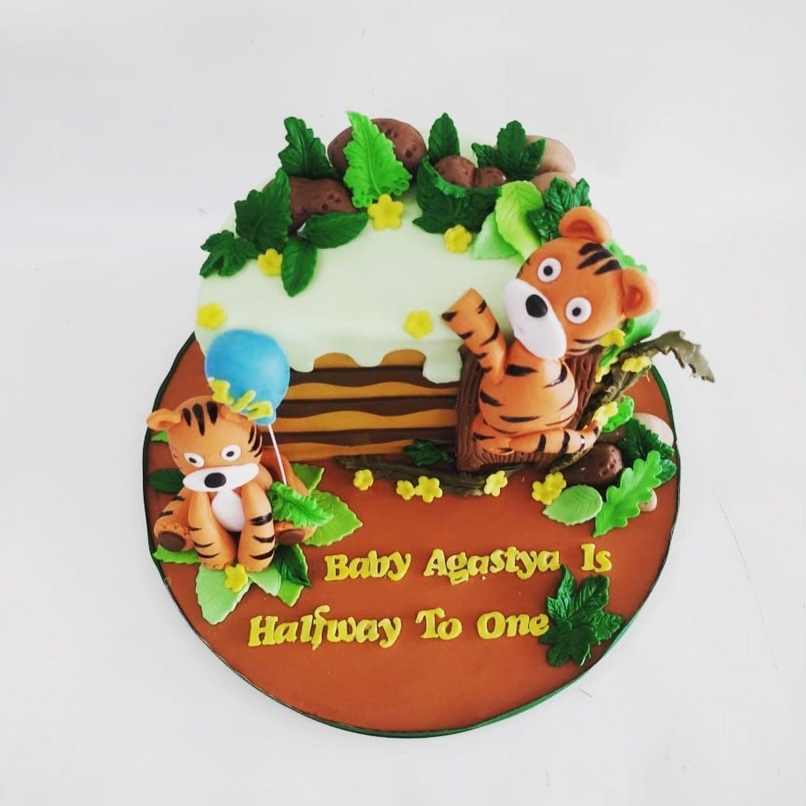 Tiger Half Cake Adorable Half Cakes For Baby Kukkr Cakes Online