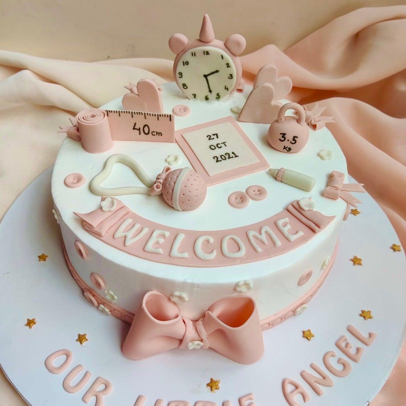 Welcome Baby Girl Cake | Customised Cakes by Kukkr Home Bakers