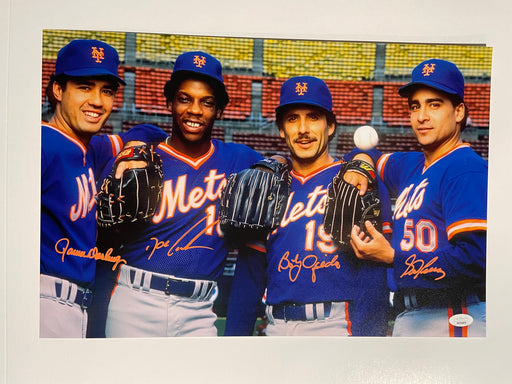 GOODEN / DARLING / OJEDA / FERNANDEZ NEW YORK METS 1986 JSA SIGNED 16x20