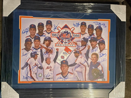 1986 New York Mets Team Autographed (World Series Champs - Orosco  Celebration) Deluxe Framed 16x20 Photo - Beckett Letter