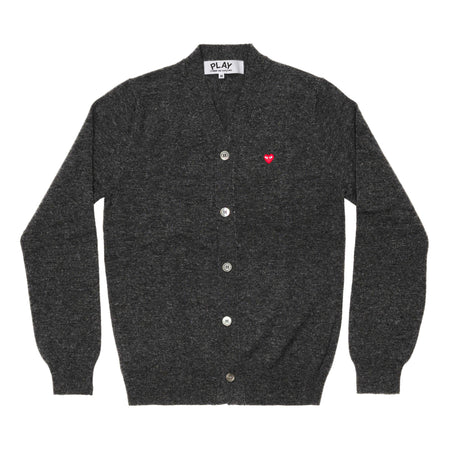PLAY COMME DES GARÇONS MEN'S CARDIGAN WITH SMALL RED HEART (CHARCOAL GREY)