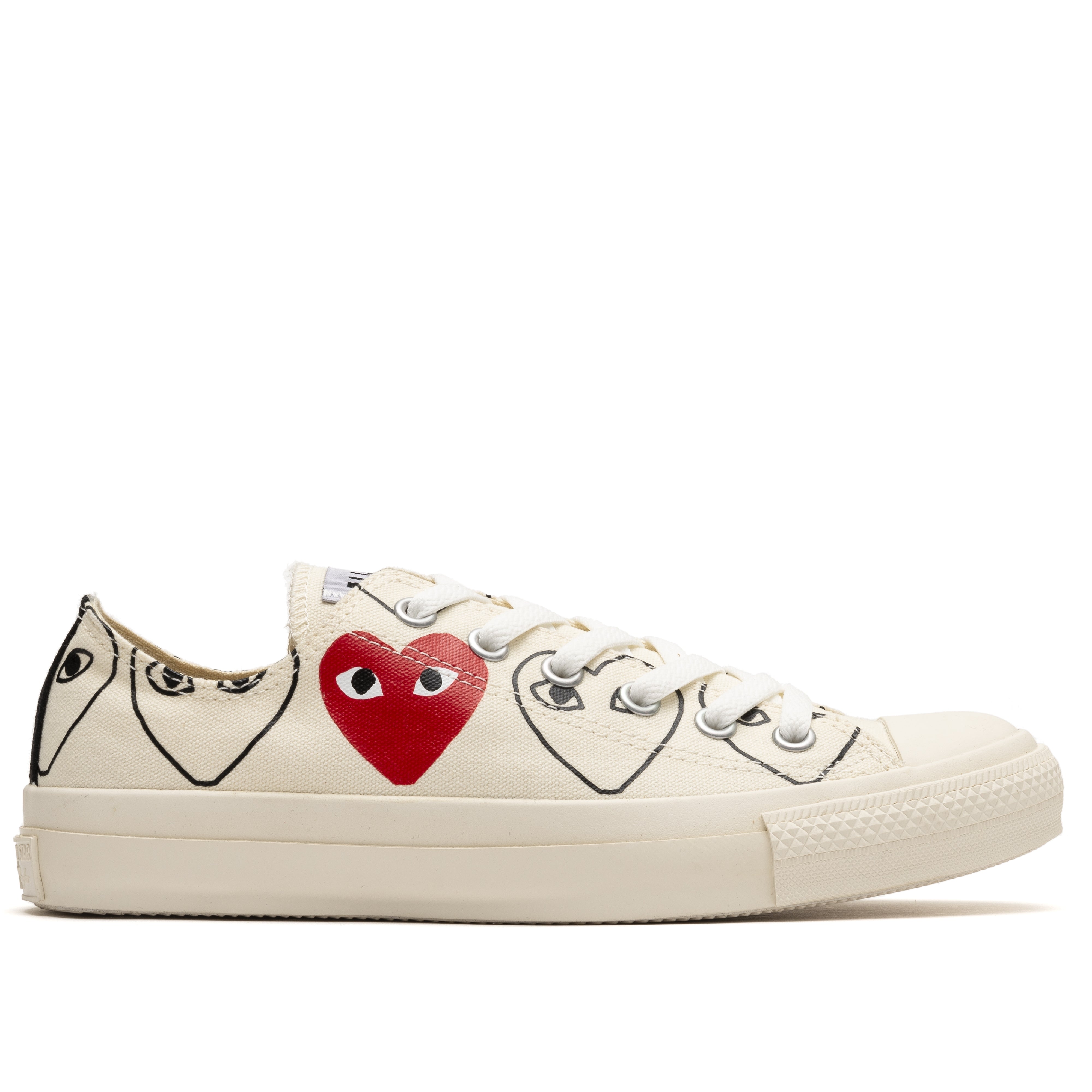 cdg play converse low white