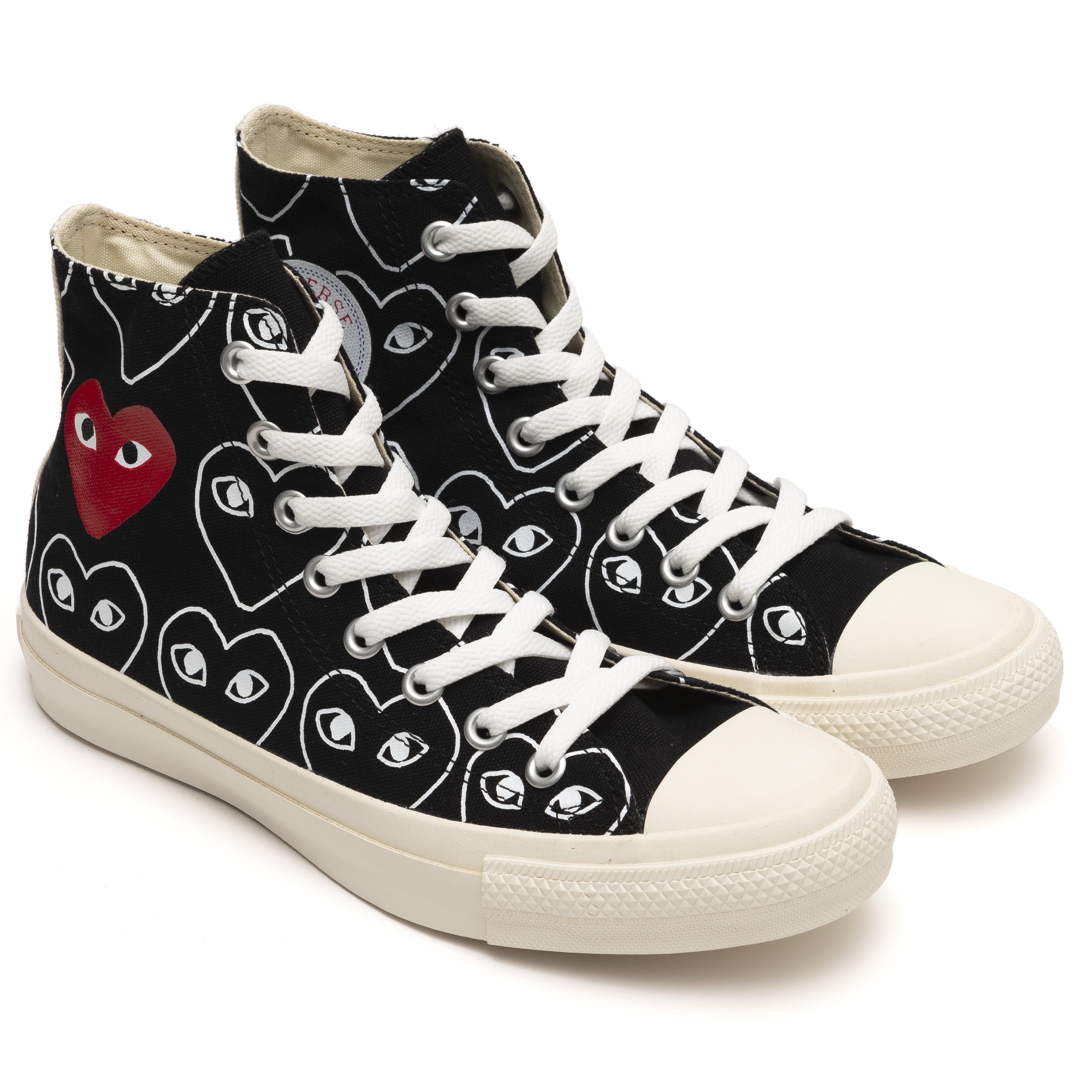 cdg black high top converse