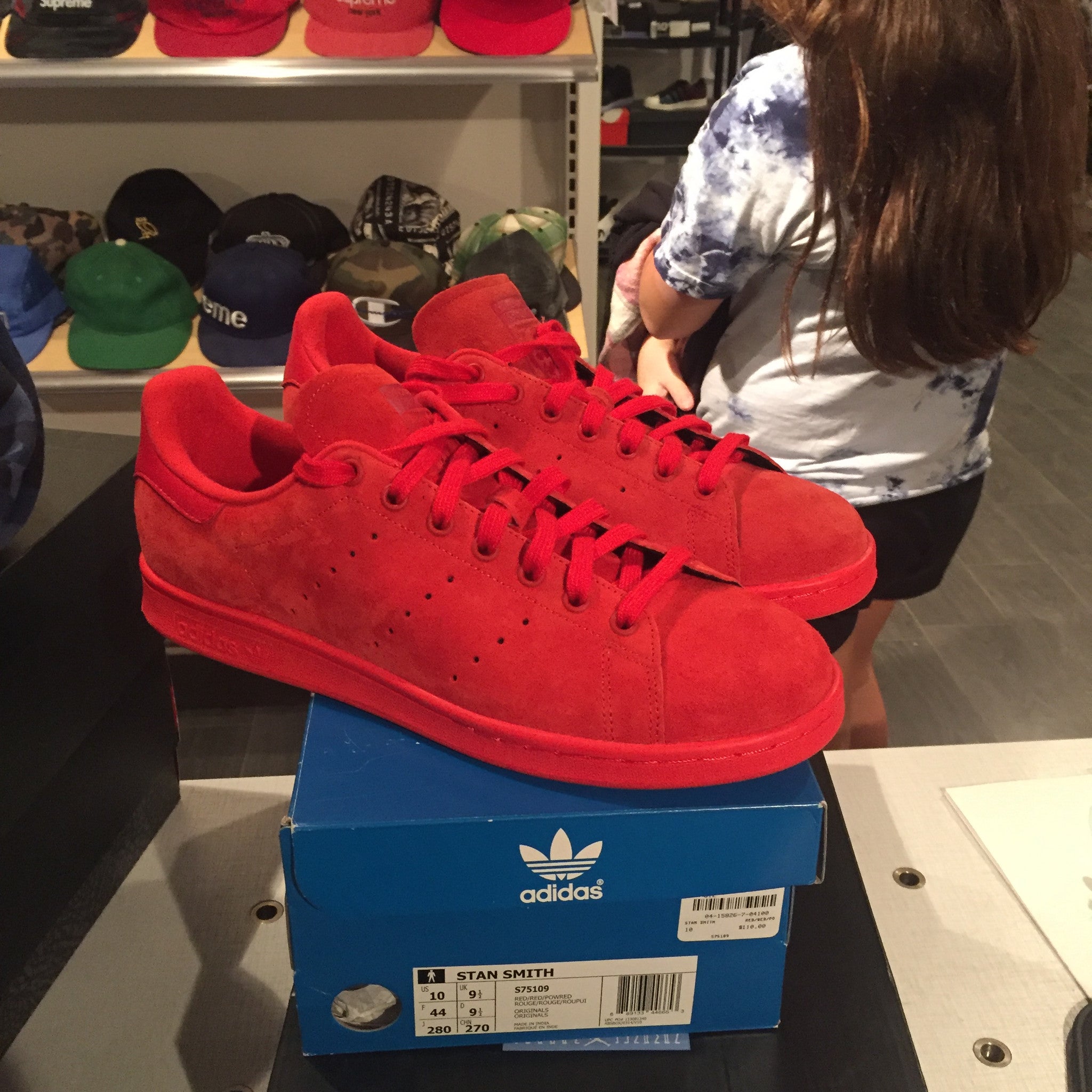 adidas stan smith red mono suede