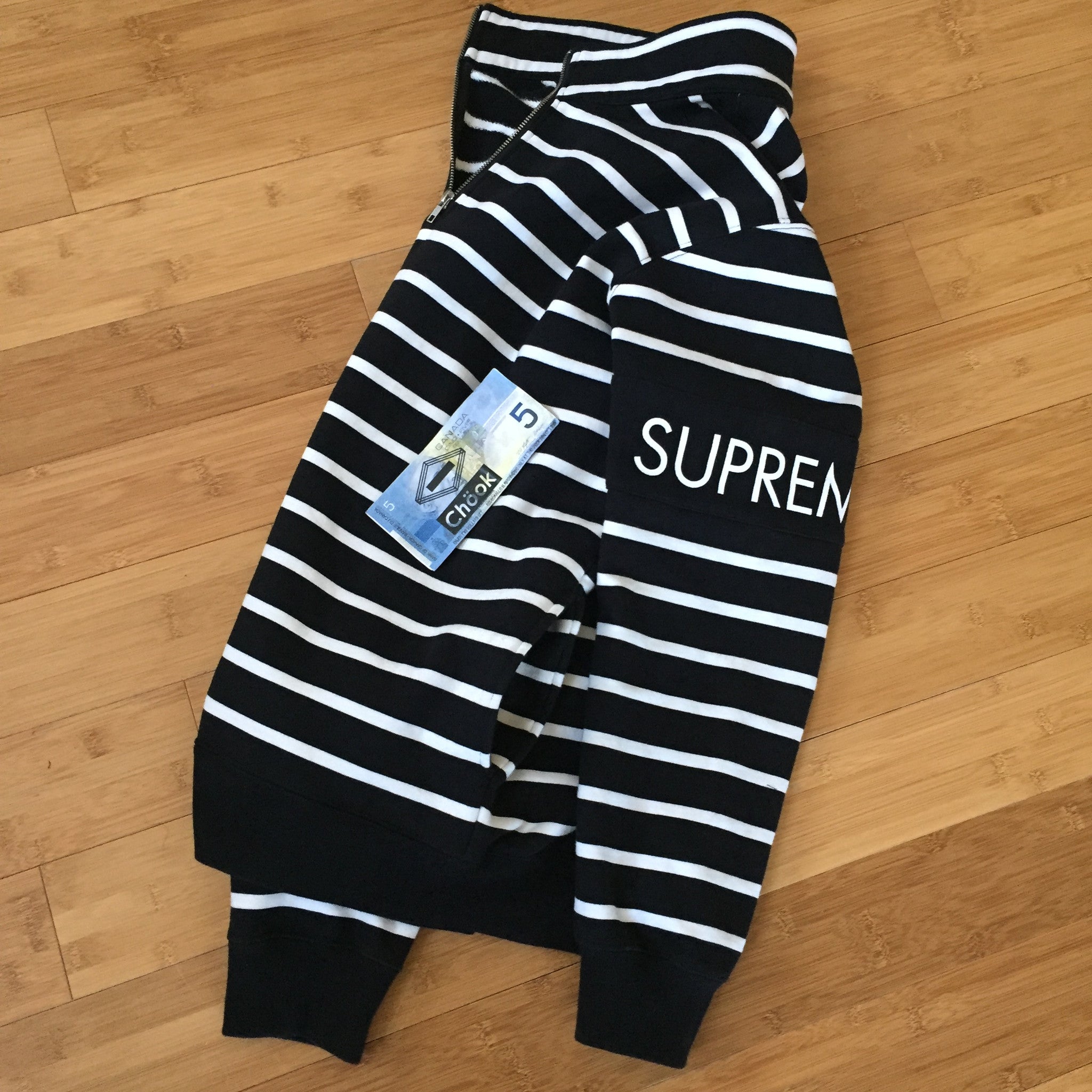 supreme striped half zip sweater