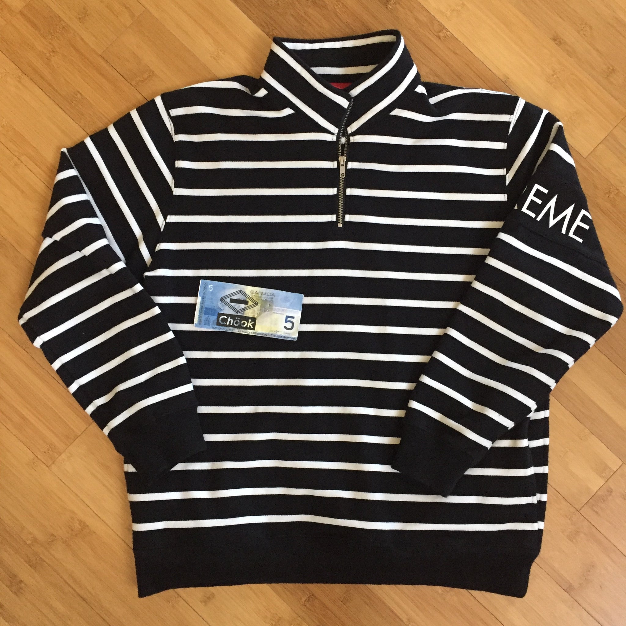 supreme striped half zip sweater