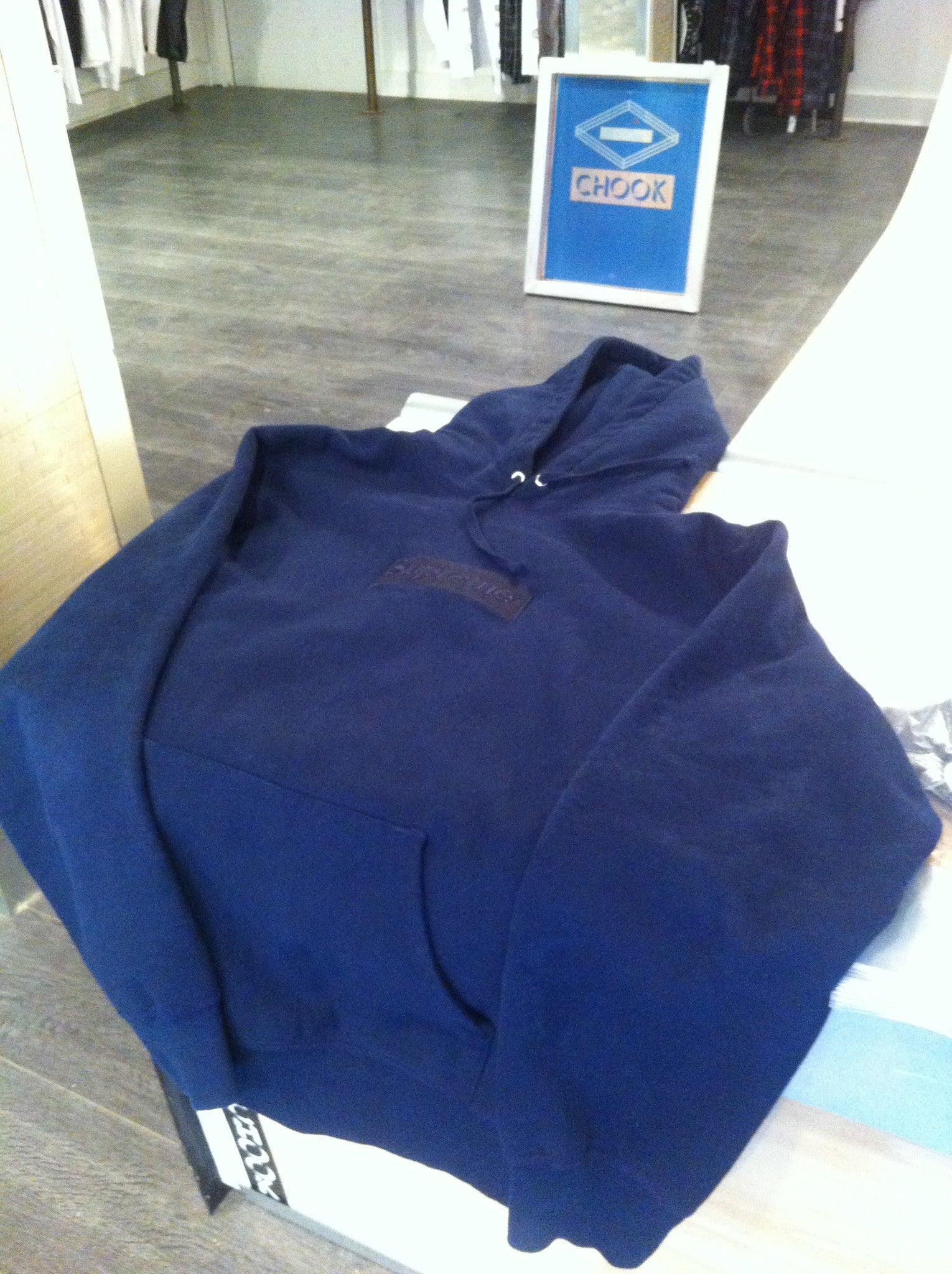 supreme navy tonal box logo hoodie