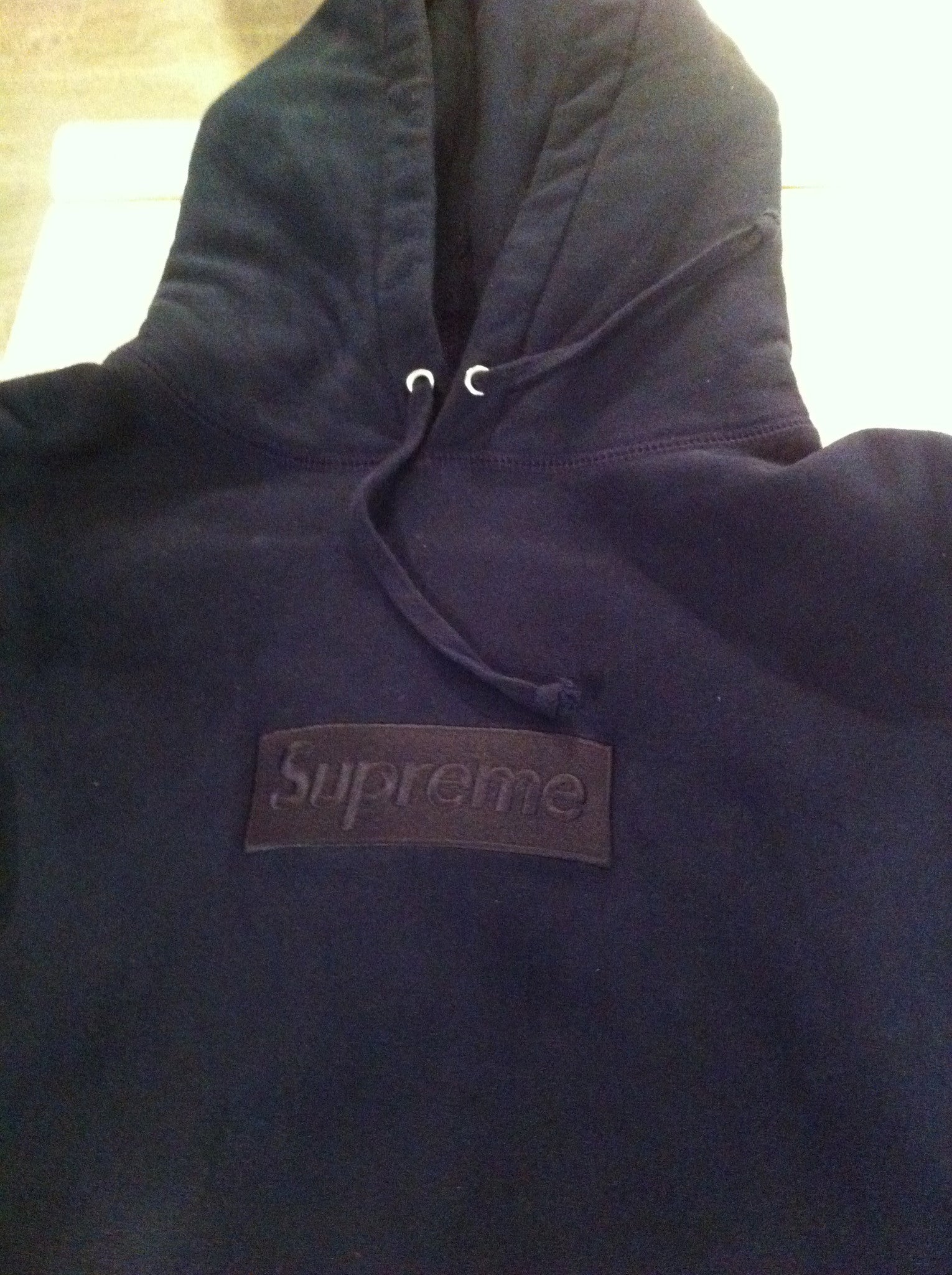 supreme navy tonal box logo hoodie