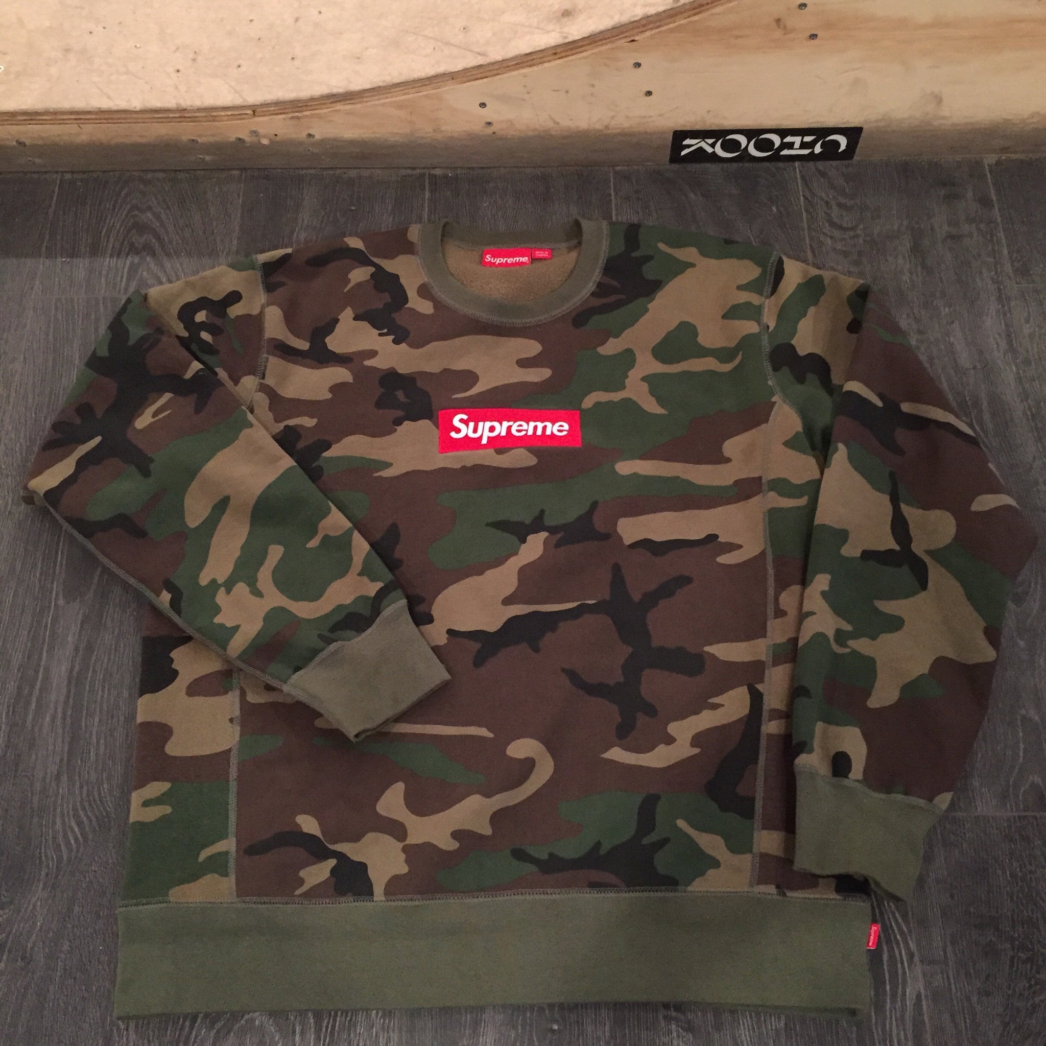 supreme camo box logo crewneck