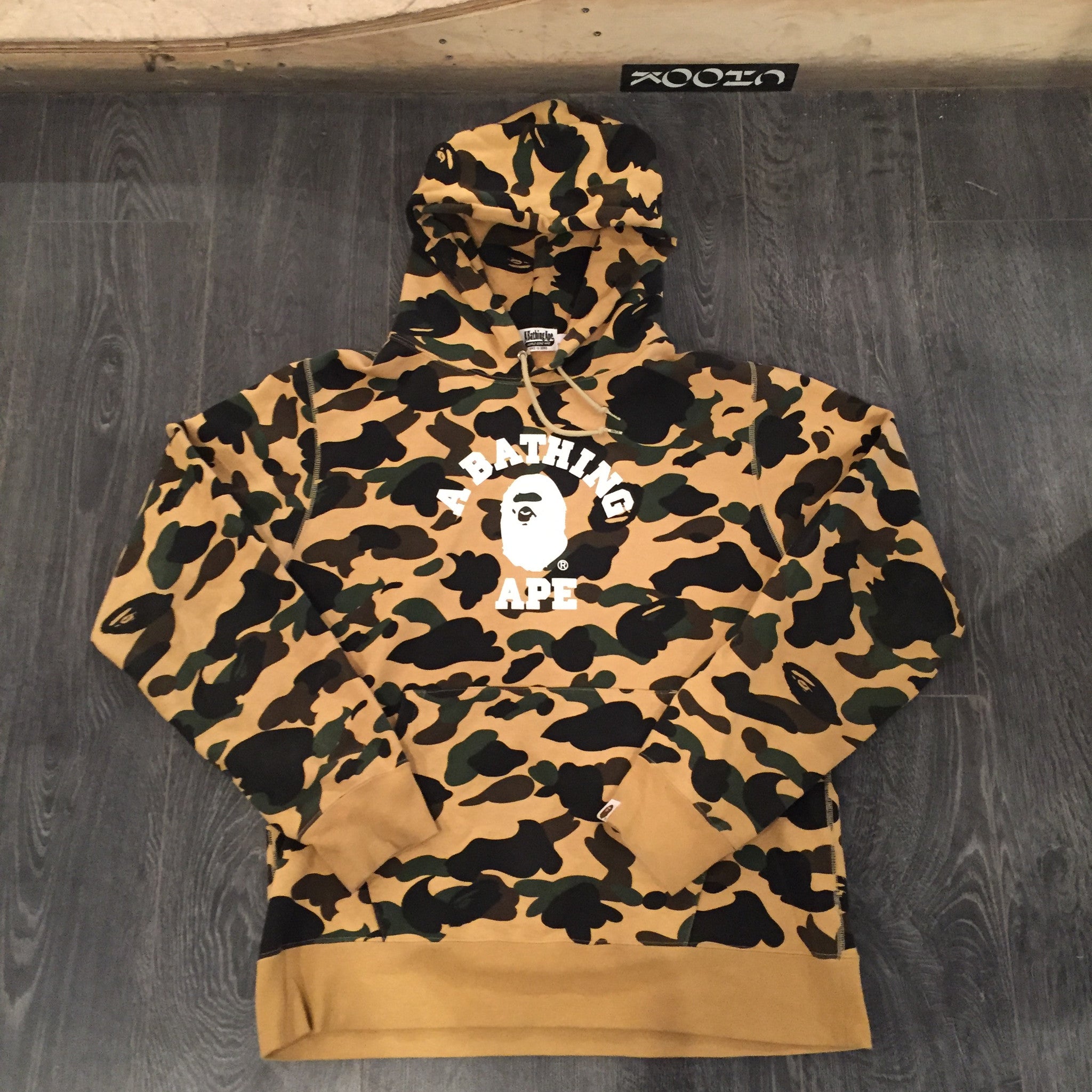 yellow camo bape hoodie