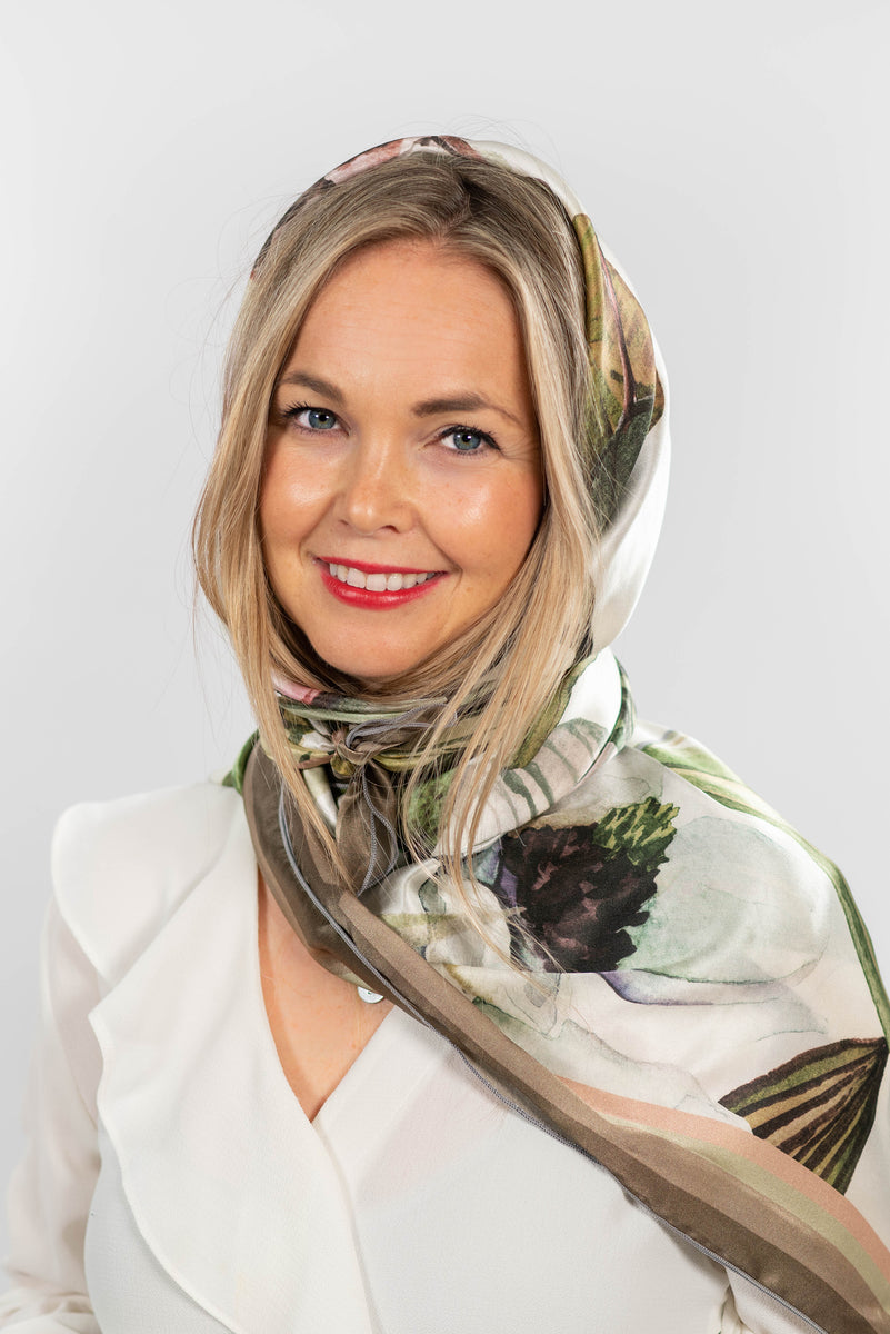 Maggie Magnolia square silk scarf, best gift for Her, gifts for women ...