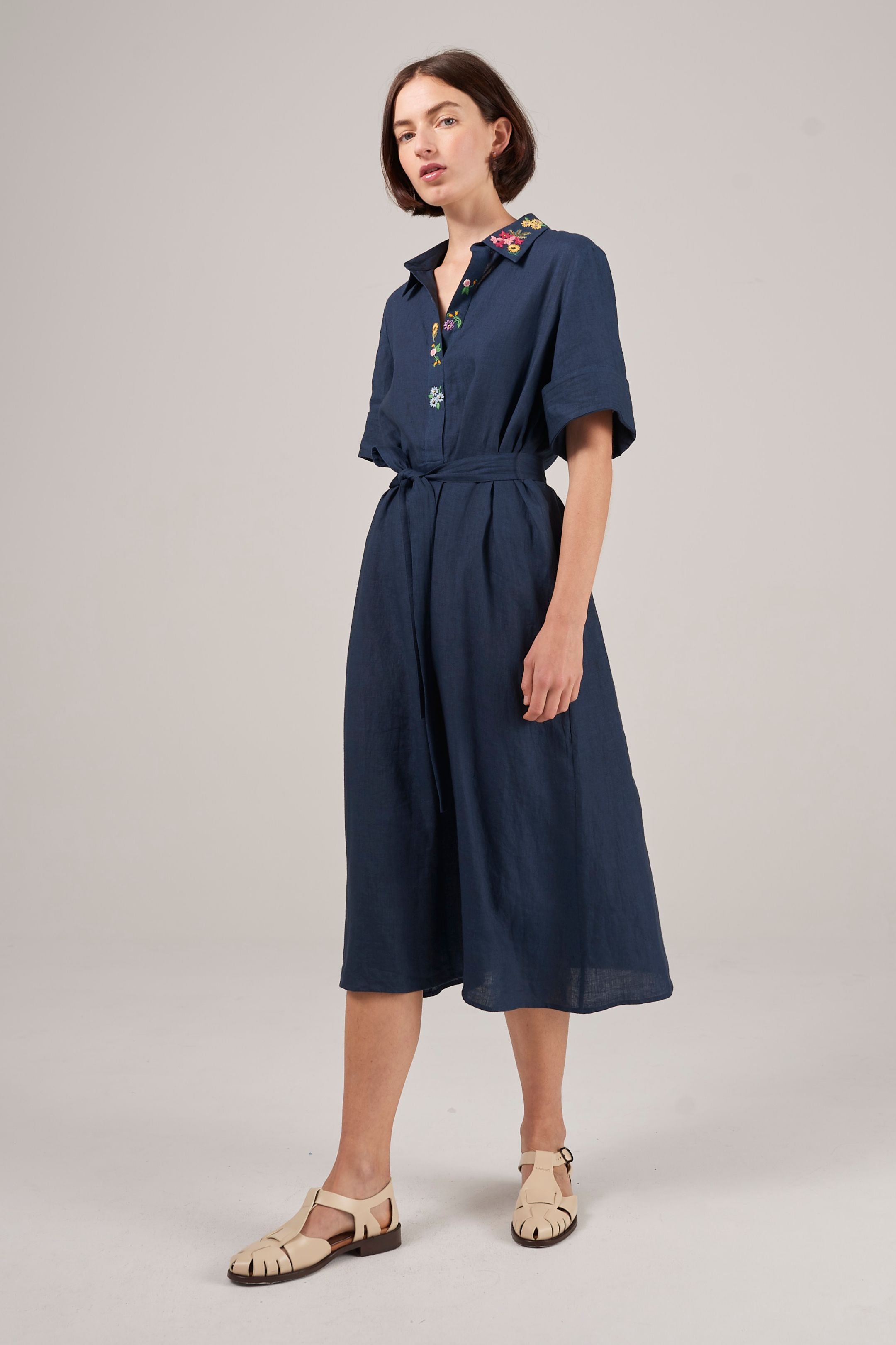 Maisie Embroidered Linen Dress