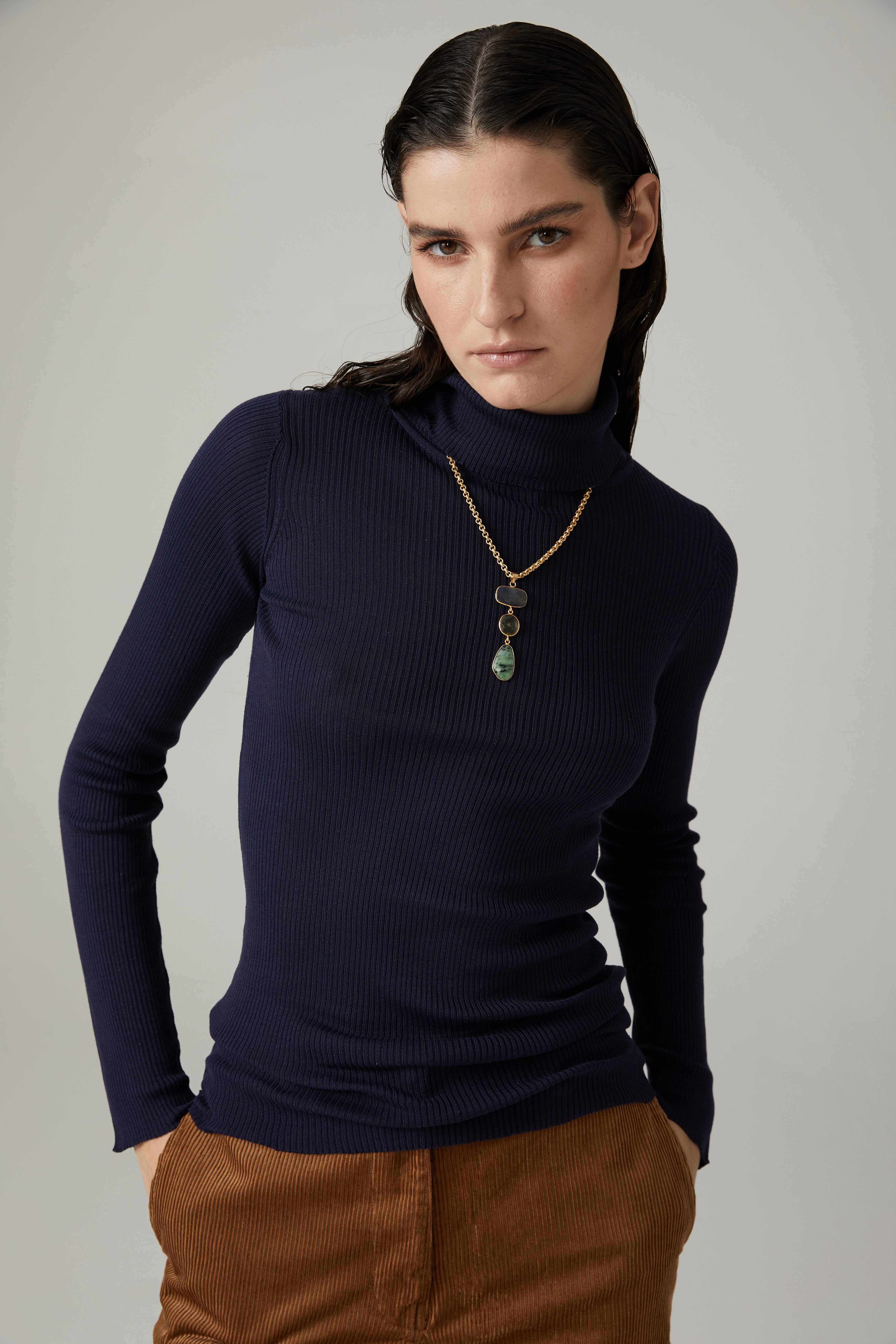 Cashmere Cotton Turtleneck - Ink