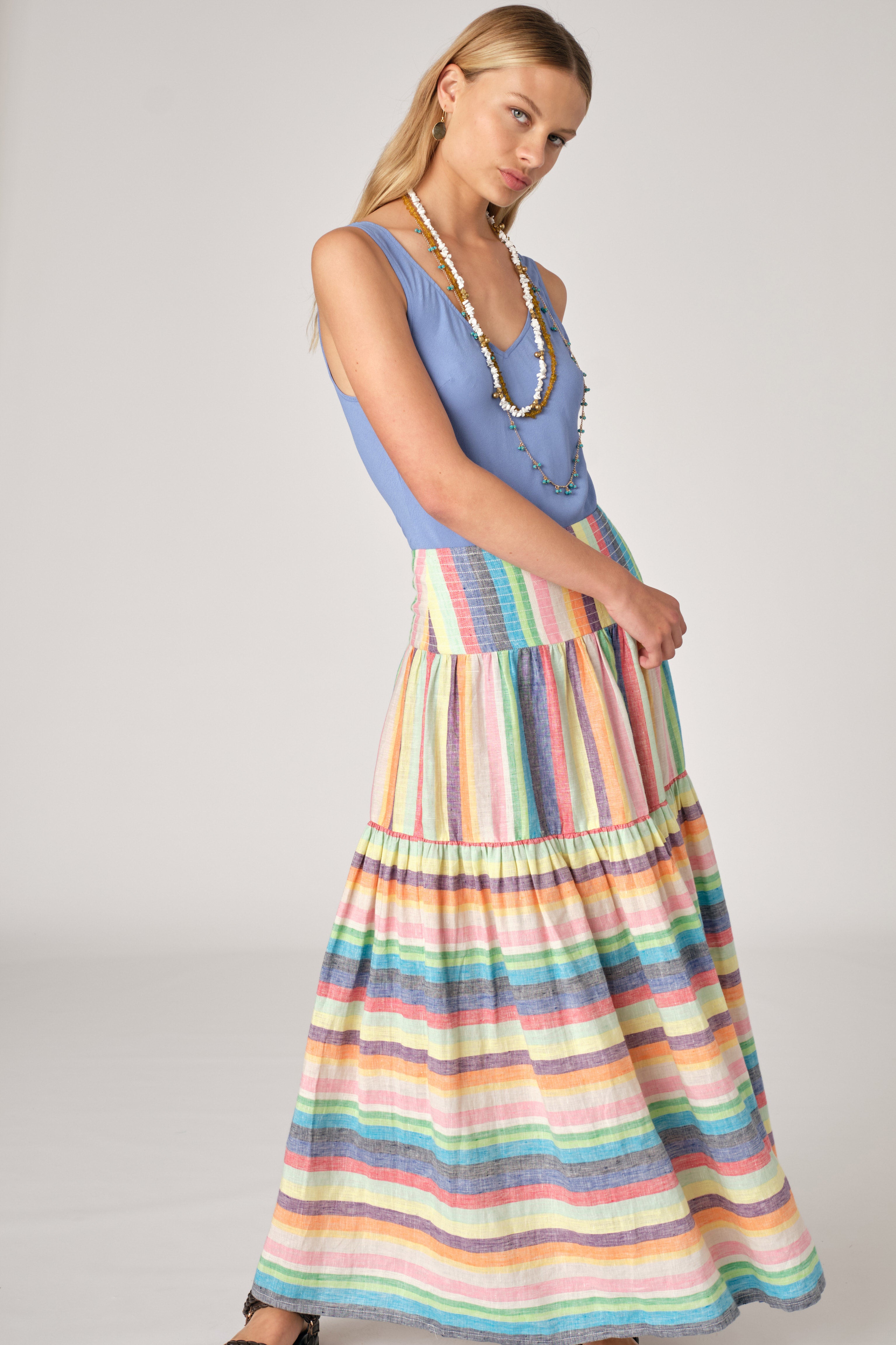 Candy Stripe Linen Skirt