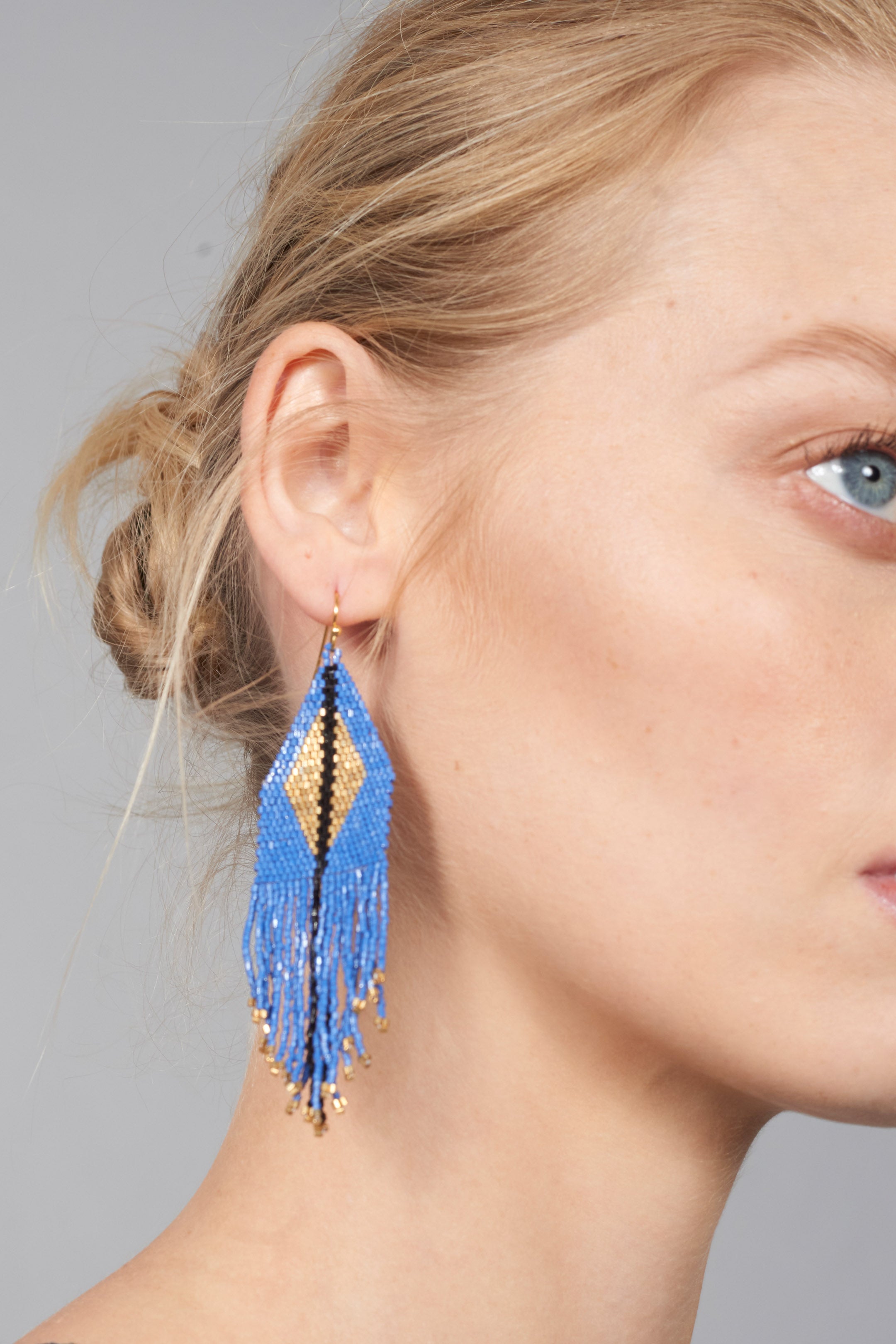 Lapis Gold Jet Earrings