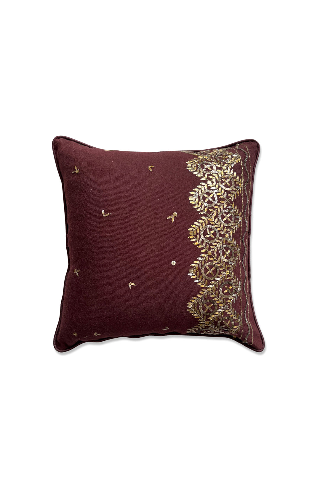 Sequin Leaf Wool Cushion