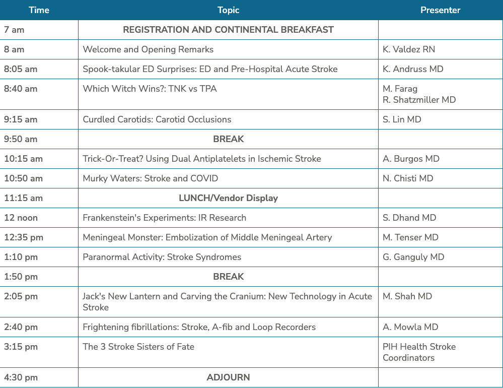 PIH Health Stroke Symposium Agenda