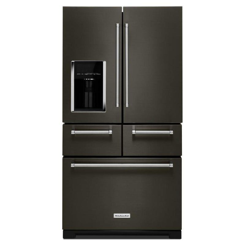 KitchenAid 36 Inch 25 8 Cu Ft French Door Refrigerator In Black Sta   KRMF706EBS 1 800x 