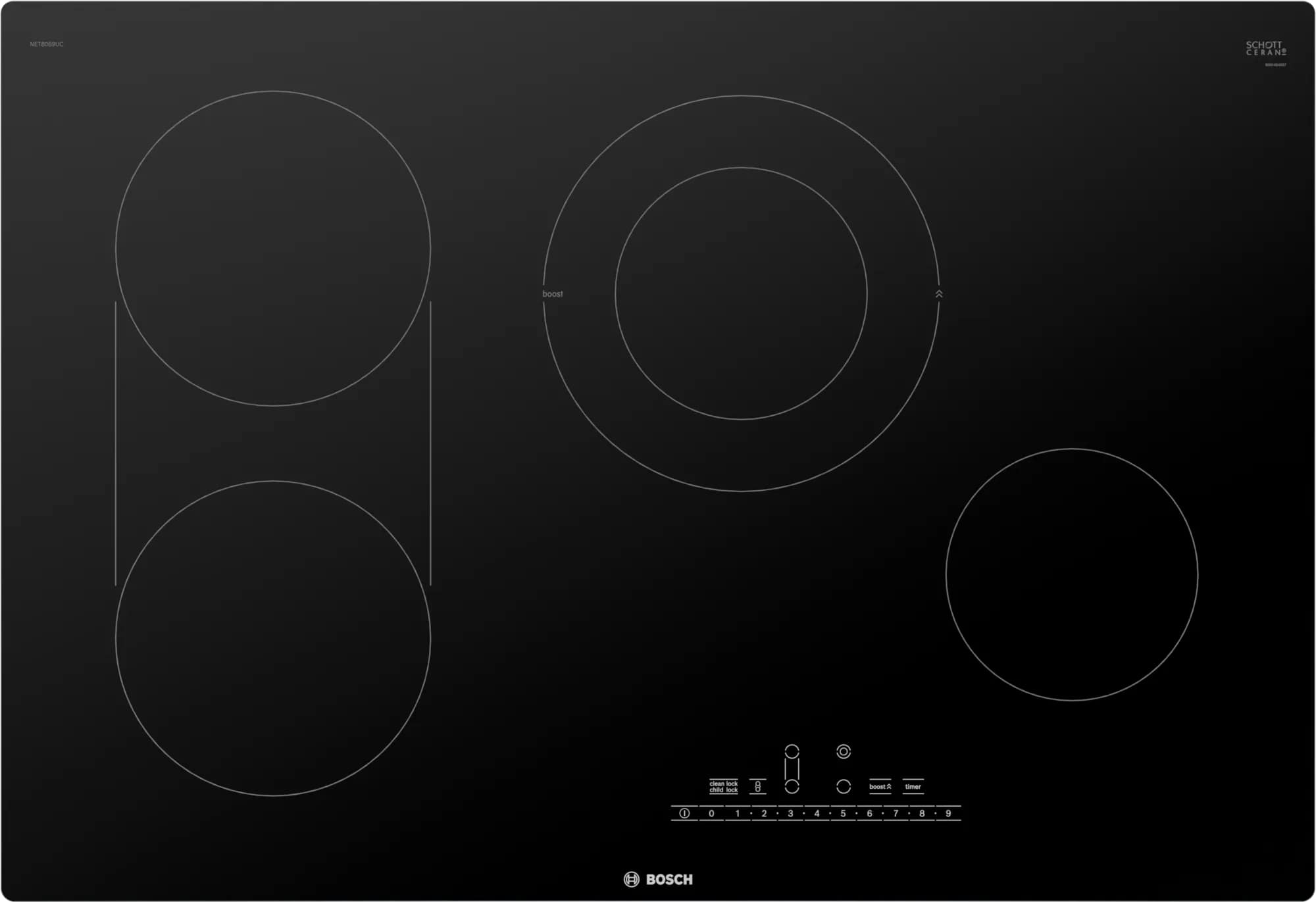 Bosch 37 inch wide Electric Cooktop in Black NET8669UC