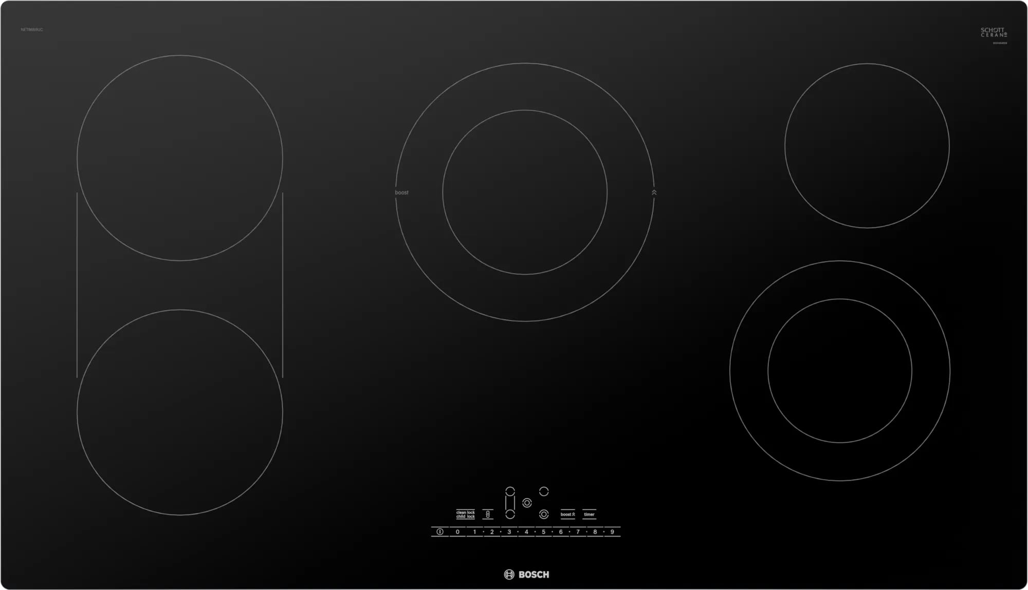 Bosch 37 inch wide Electric Cooktop in Black NET8669SUC