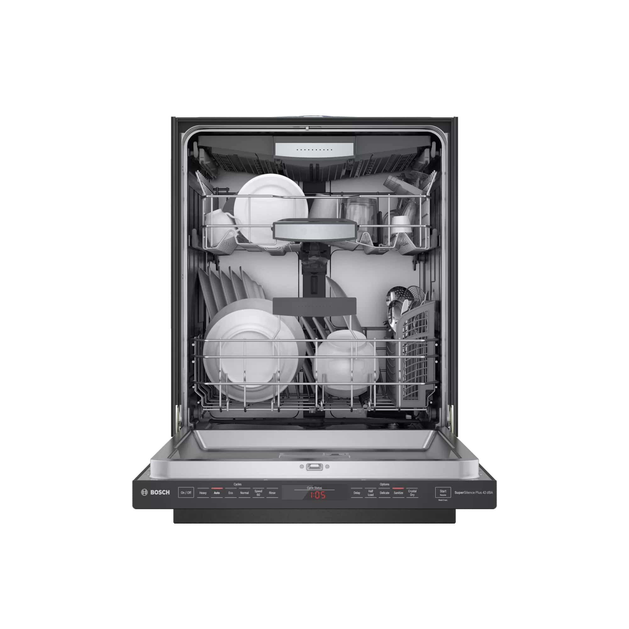 Bosch 42 dBA Built In Dishwasher in Black Stainless SHPM78W54N