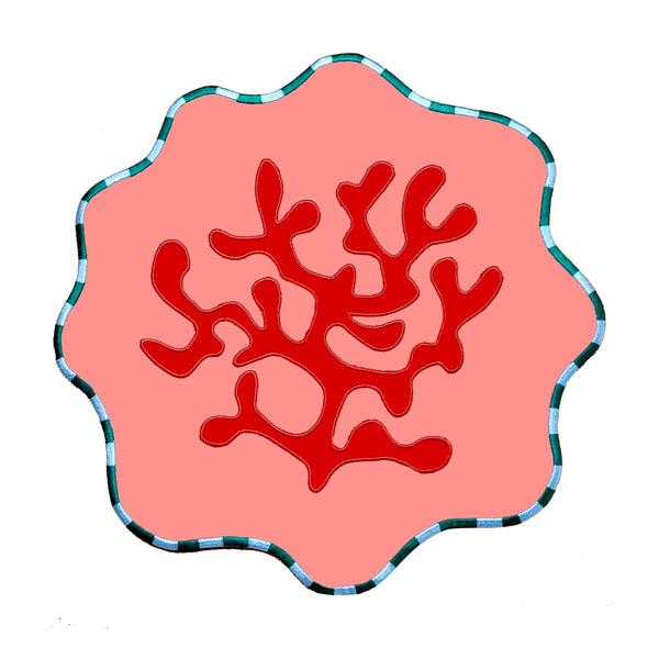 An individual pack-shot image of the pink and red coral placemat. | © Pangea 2024