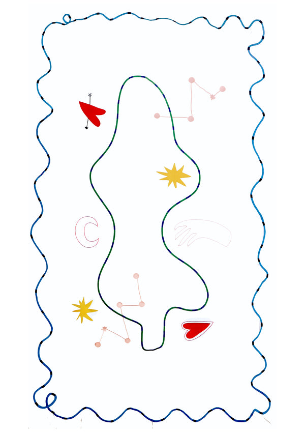 A n image showing the entire design of the tablecloth. The main design shows hearts, constellations, stars and a hand and moon. | © Pangea 2024