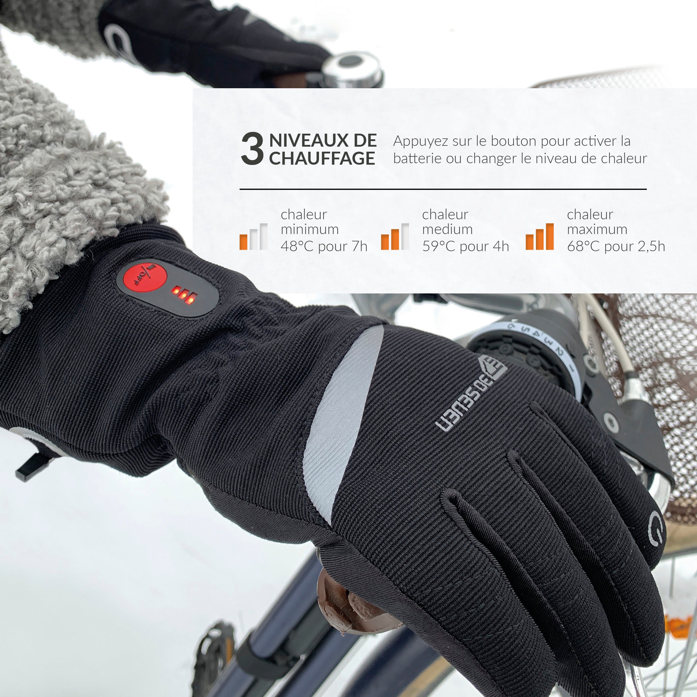 Gants chauffants professionnel catégories 2 renforcés, 30SEVEN