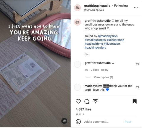 instagram reels example for a product based small business