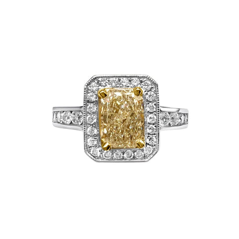 Cooper Jewelers 0.85 Carat Radiant Cut Fancy Yellow Engagement Ring - R53