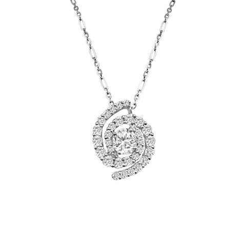Cooper Jewelers 1.41 Carat Round Cut Diamond 18kt White Gold Necklace