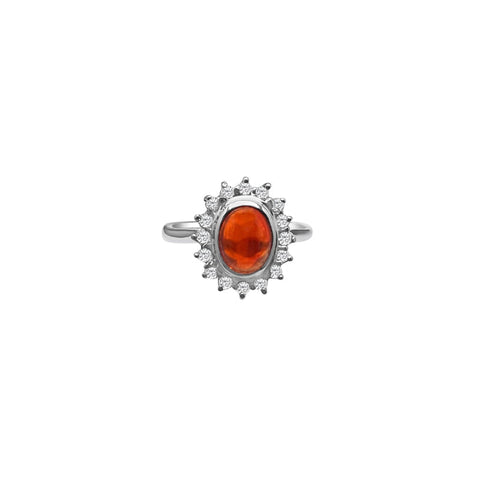 Cooper Jewelers 1.50 Carat Fire Opal And Diamond 14kt White Gold Ring
