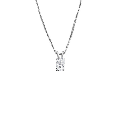 Cooper Jewelers .65 Carat Radiant Cut solitaire diamond 14kt White Gold Necklace