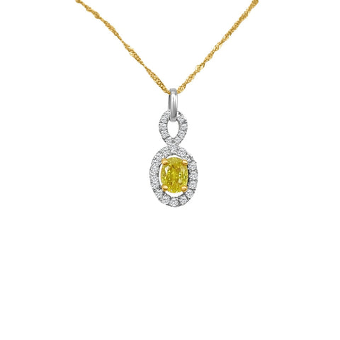 Cooper Jewelers .70 Carat Oval And Round Cut Diamond 18kt White Gold Necklace