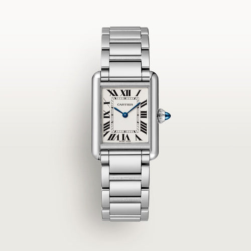 Cartier Tank Must Small Steel Diamond Bezel Ladies Watch W4TA0016 Box Card