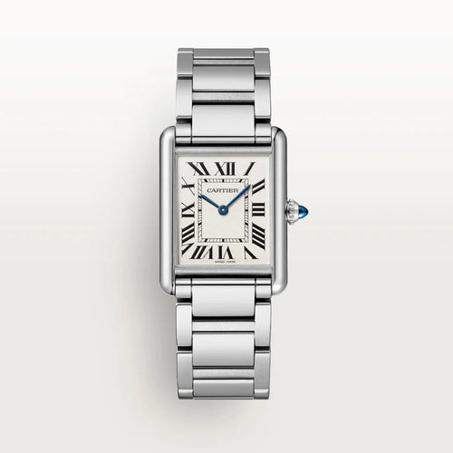 Cartier Tank Must Small Steel Diamond Bezel Ladies Watch W4TA0016 Box Card