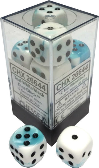 Chessex: Gemini Blue-Orange/White Set of 12 D6 Dice | Frontline Gaming