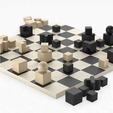 Jeu d'échecs du Bauhause en bois